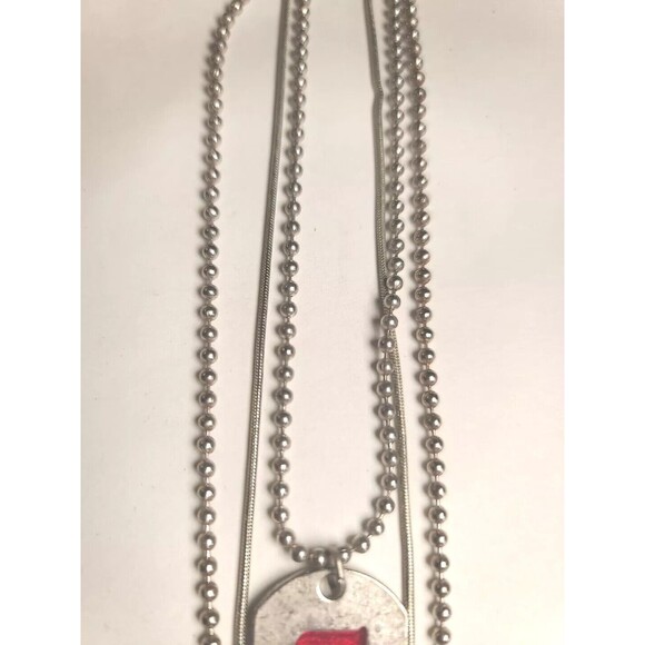 Vintage Lot of 3 Red White Blue Silvertone Patriotic Necklaces Stars Stripes - Picture 8 of 8